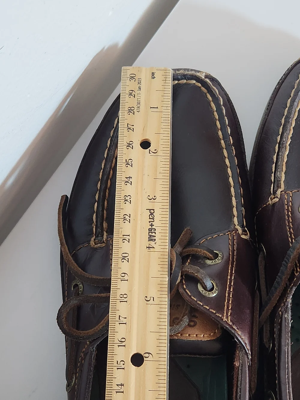 Sperry Dark Brown Leather Lace Up Loafers Boat Shoes Size 8.5 Flaw
